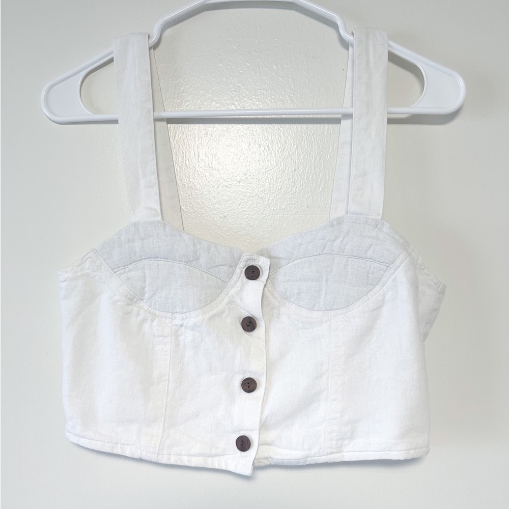 at Dawn. Oahu | Linen White Cropped Top